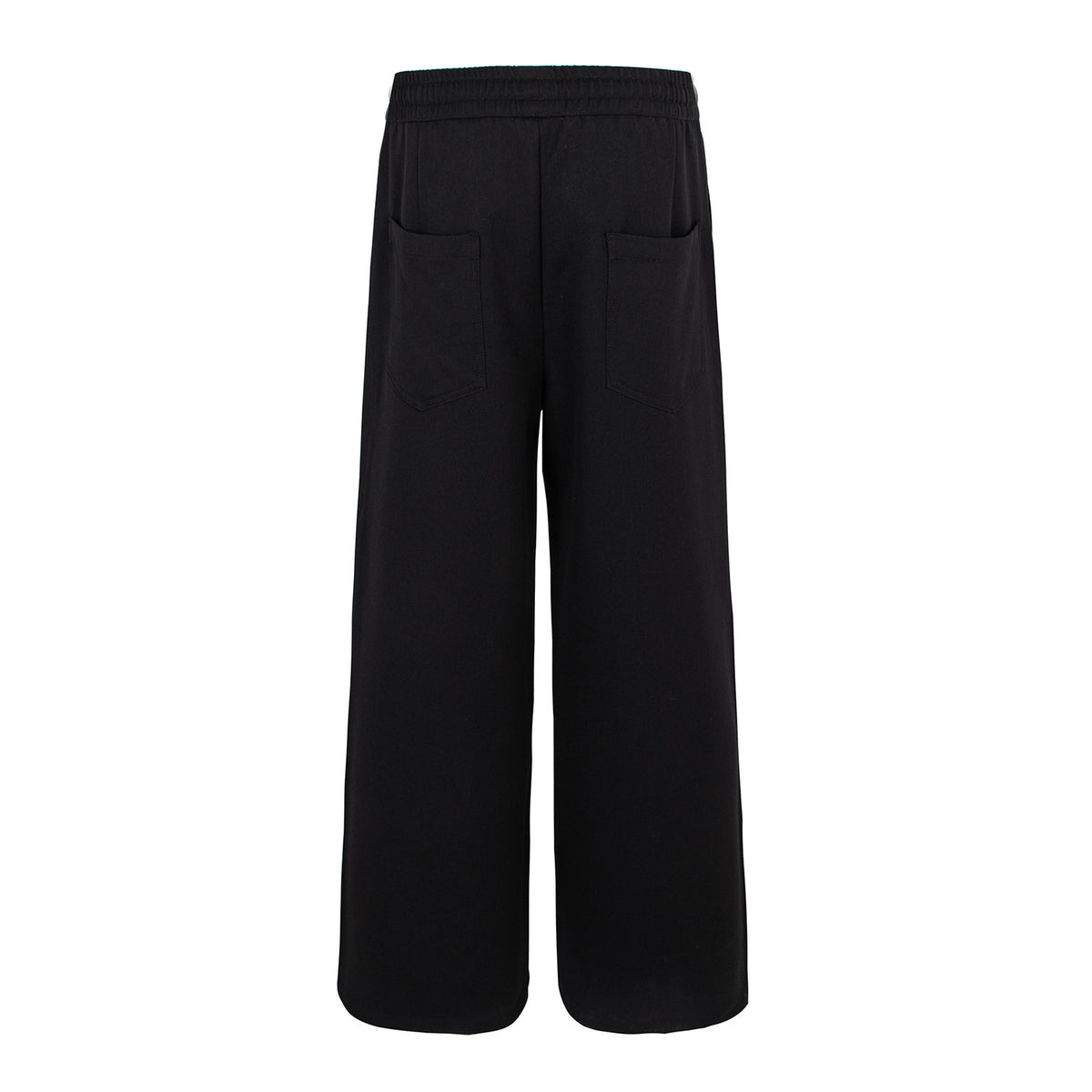 Simple Straight Loose Trousers with Elastic Waistband