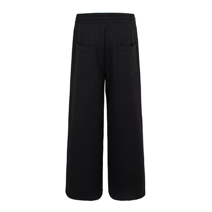 Simple Straight Loose Trousers with Elastic Waistband