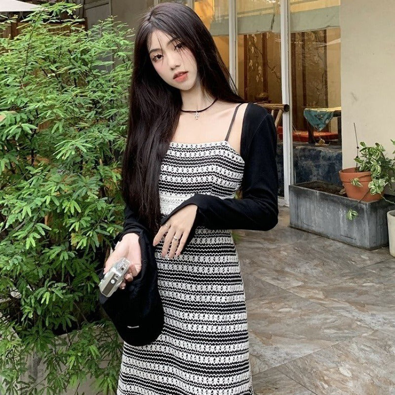 Hollow Out Knitting Slim Tassel Midi Long Dresses