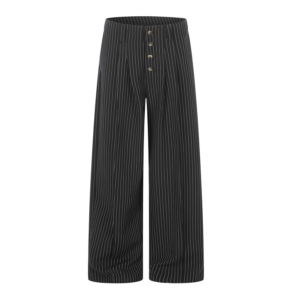 Vertical striped wide leg trousers