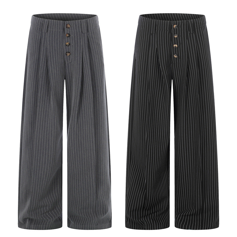 Vertical striped wide leg trousers
