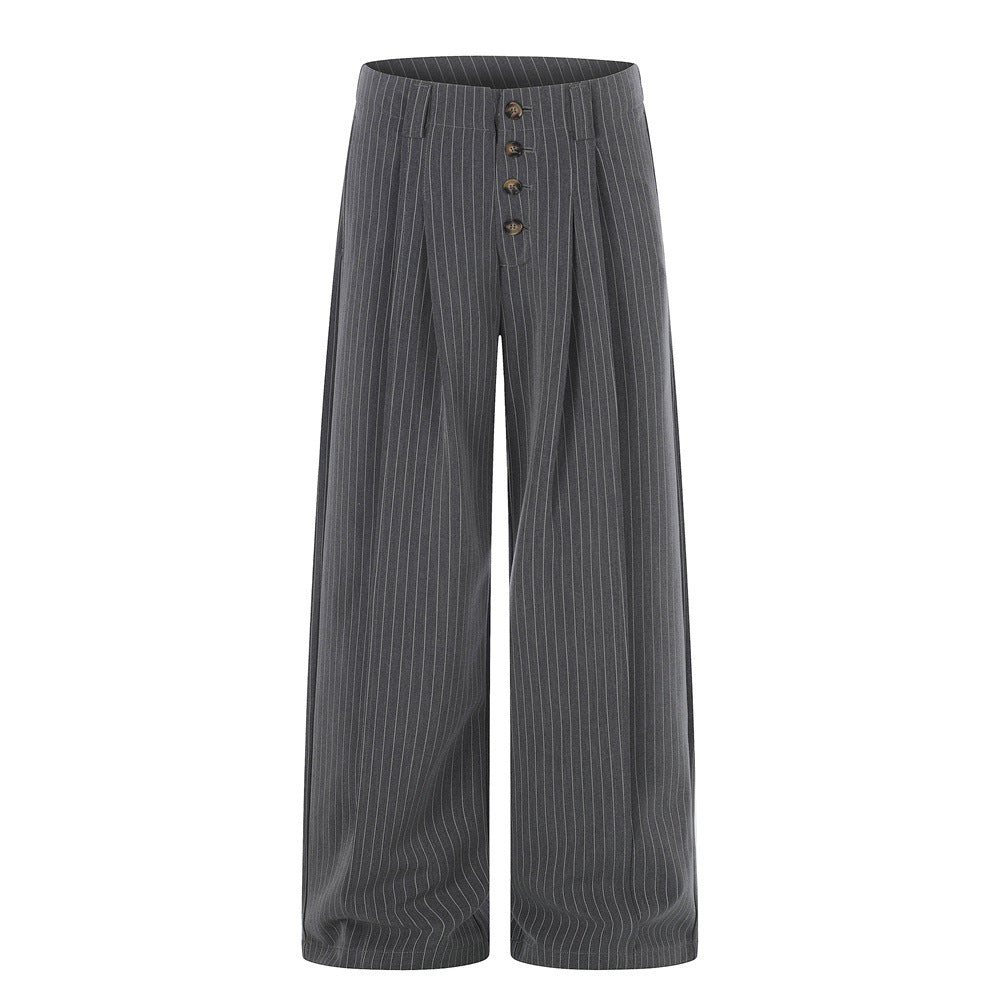 Vertical striped wide leg trousers