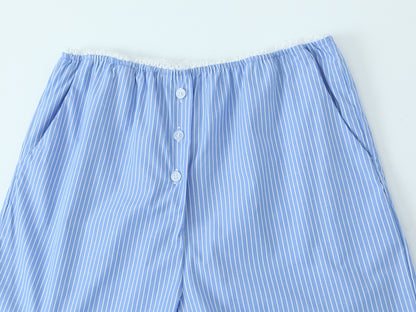 Stripe Loose Wide Leg Trousers