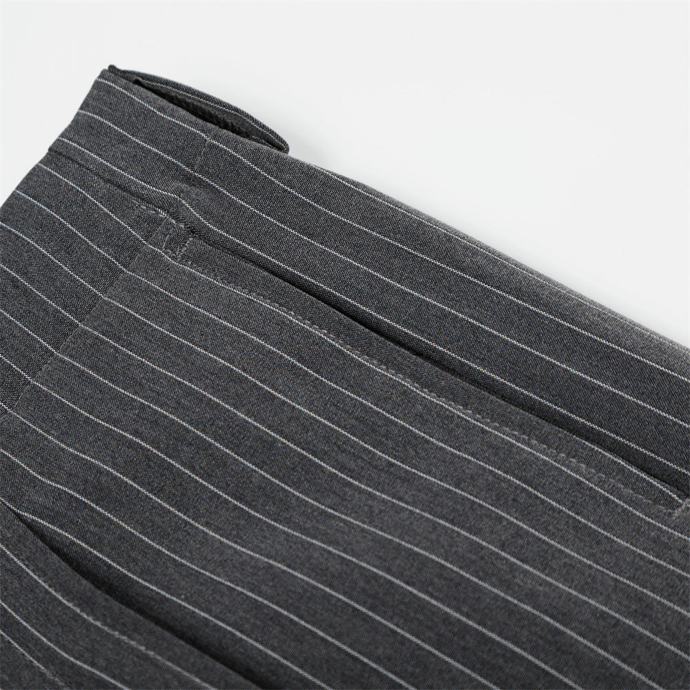 Vertical striped wide leg trousers