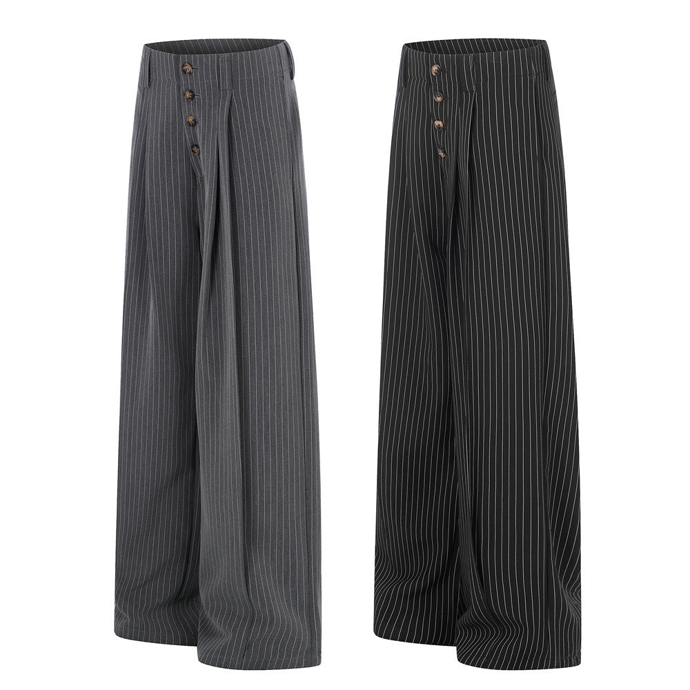 Vertical striped wide leg trousers