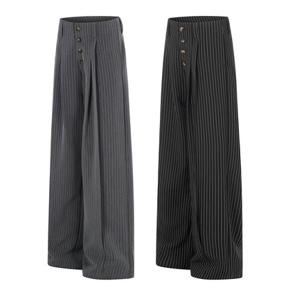 Vertical striped wide leg trousers