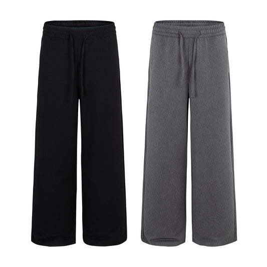 Simple Straight Loose Trousers with Elastic Waistband