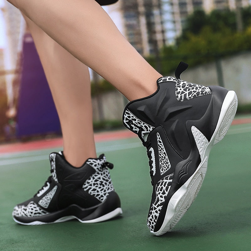 Sneakers Fashion Leather Basketball Shoes Men Comfortable Casual Sports Trainers Non-slip Wear-resisitant