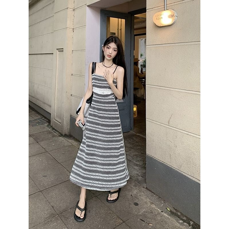 Hollow Out Knitting Slim Tassel Midi Long Dresses