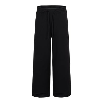 Simple Straight Loose Trousers with Elastic Waistband