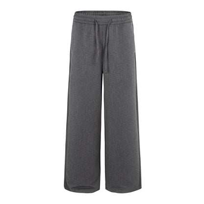 Simple Straight Loose Trousers with Elastic Waistband